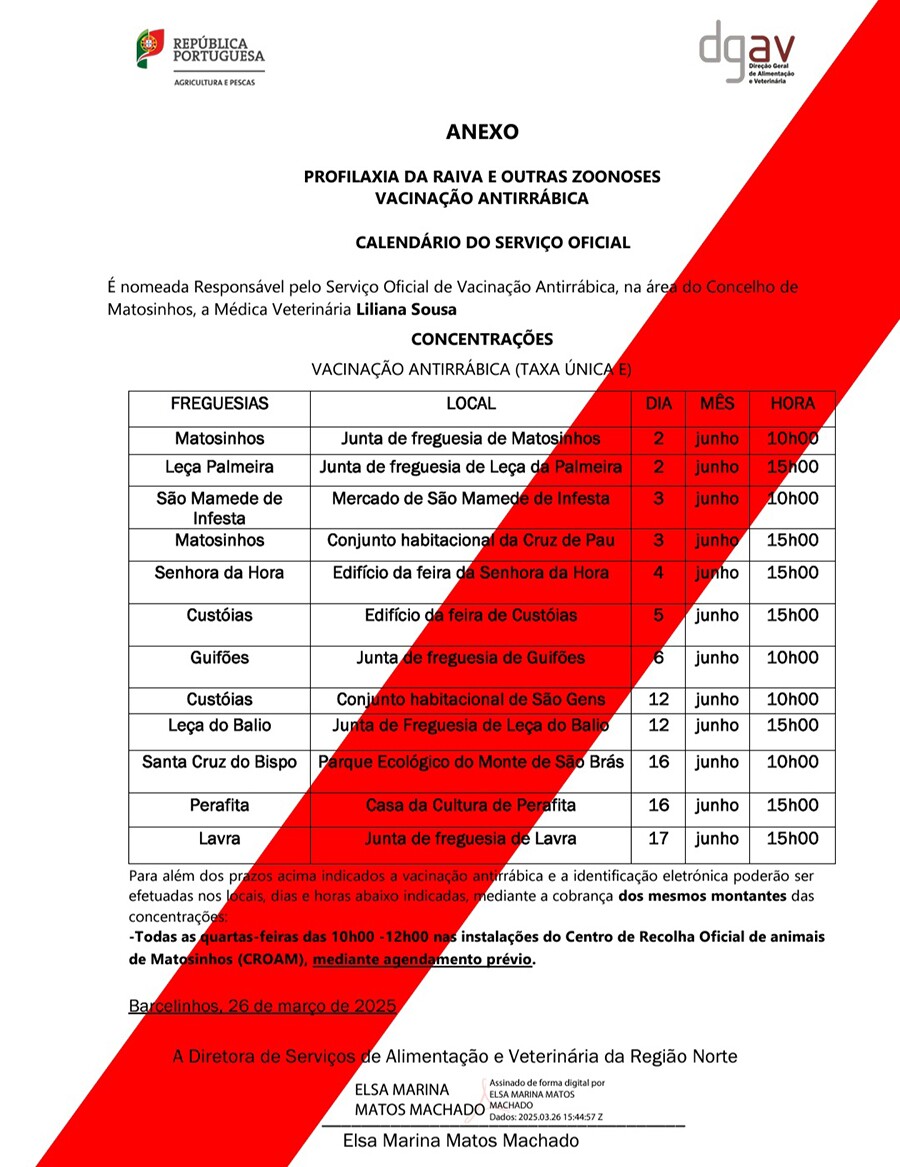 Calend&aacute;rio Vacina&ccedil;&atilde;o Antirr&aacute;bica